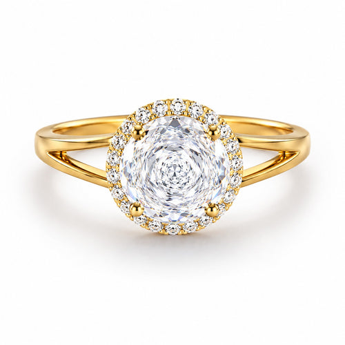 Aura Solitaire Round Gold Ring - Zari and Zevar