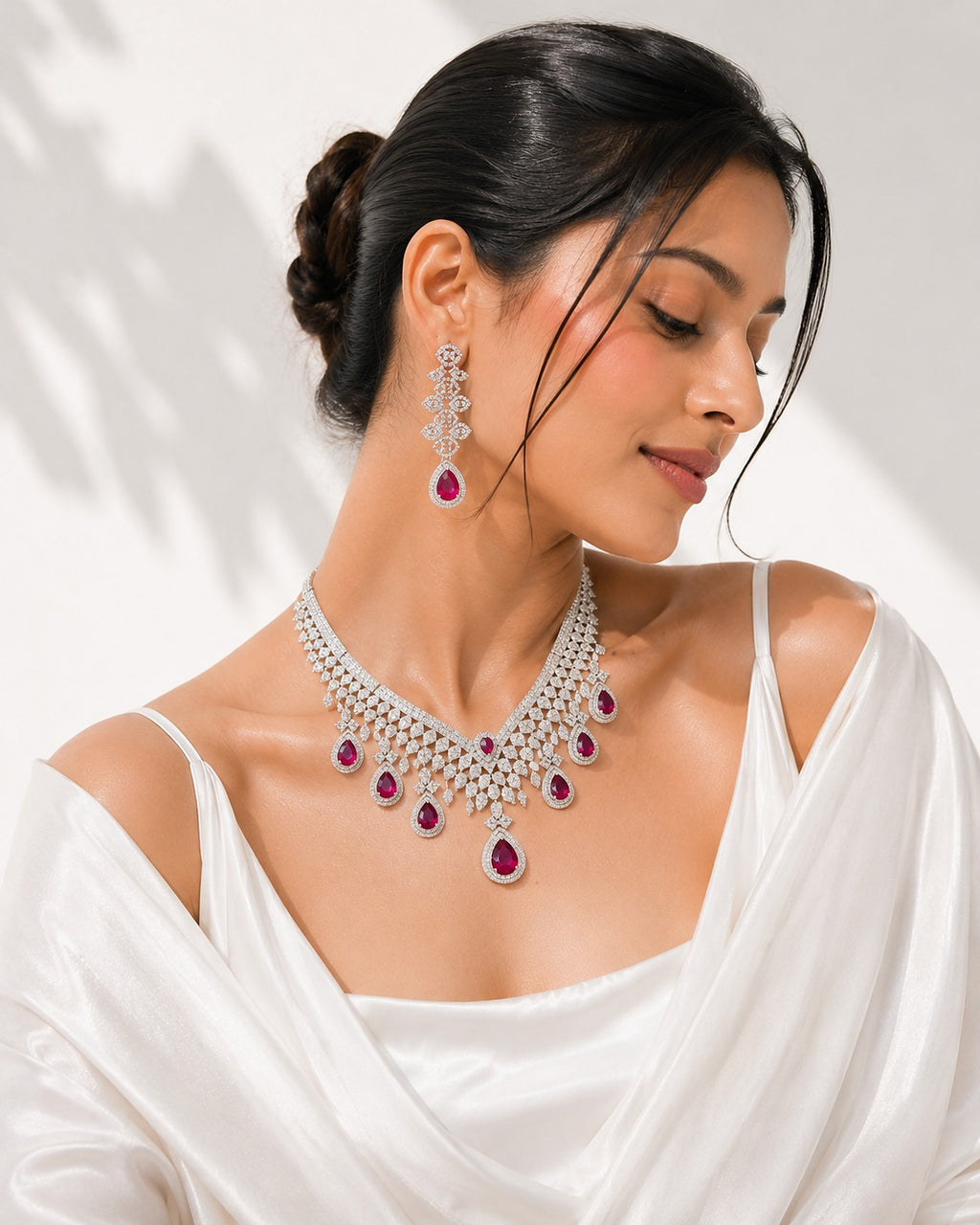 Aurora Ruby Garland Collar - Zari and Zevar