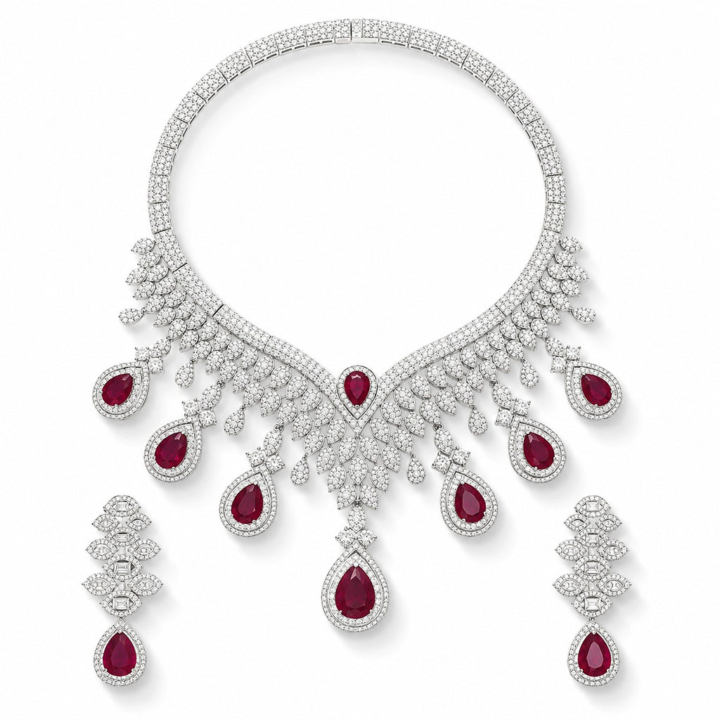 Aurora Ruby Garland Collar - Zari and Zevar