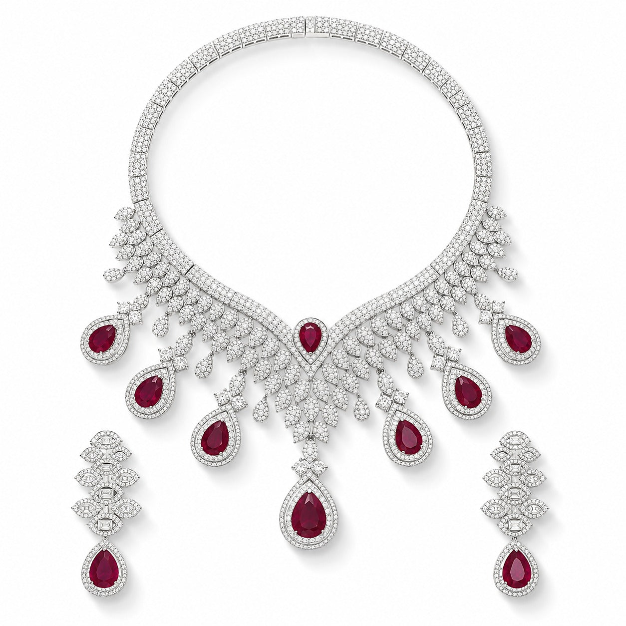Aurora Ruby Garland Collar - Zari and Zevar