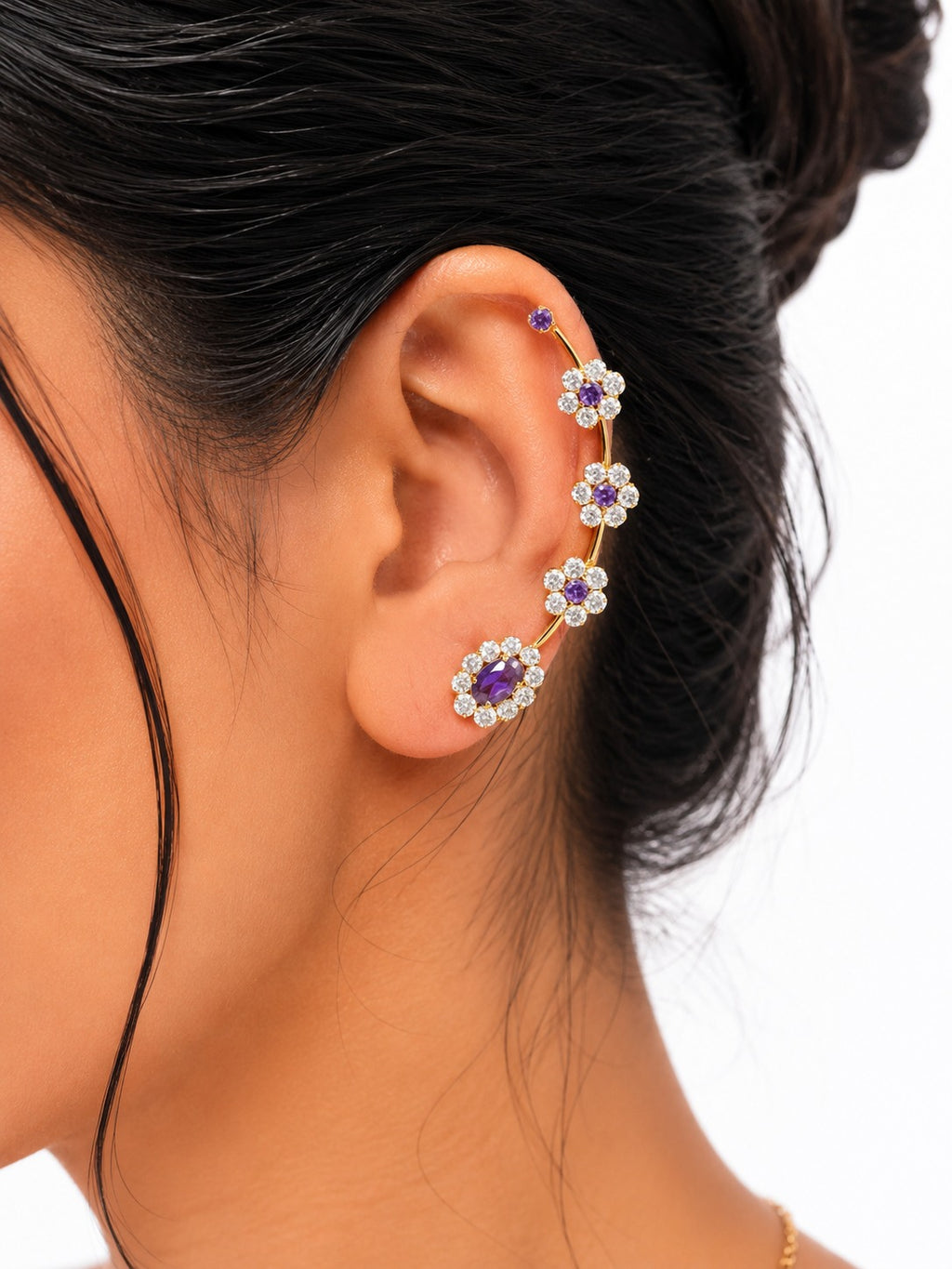 Blossom Lavender Earcuff - Zari and Zevar