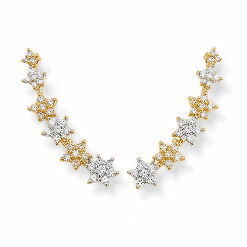 Blossom Silver Golden Earcuff - Zari and Zevar