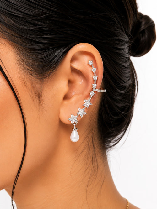 Blossom With Pearl Earcuff - Zari and Zevar