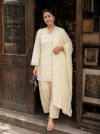 Buttercream Farshi Suit - Zari and Zevar