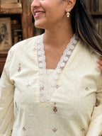 Buttercream Farshi Suit - Zari and Zevar
