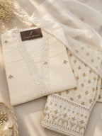 Buttercream Farshi Suit - Zari and Zevar
