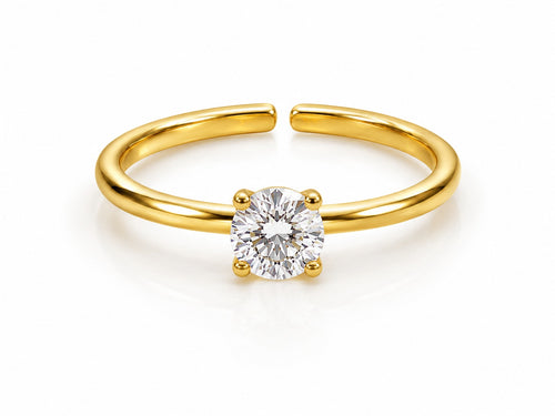 Classic Round Solitaire Gold Ring - Zari and Zevar