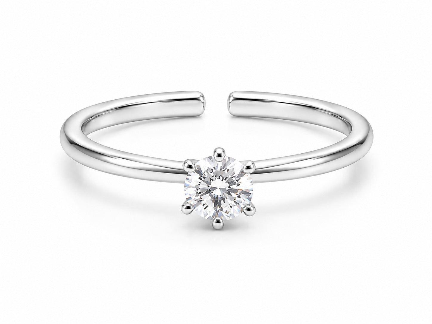 Classic Round Solitaire Silver Ring - Zari and Zevar