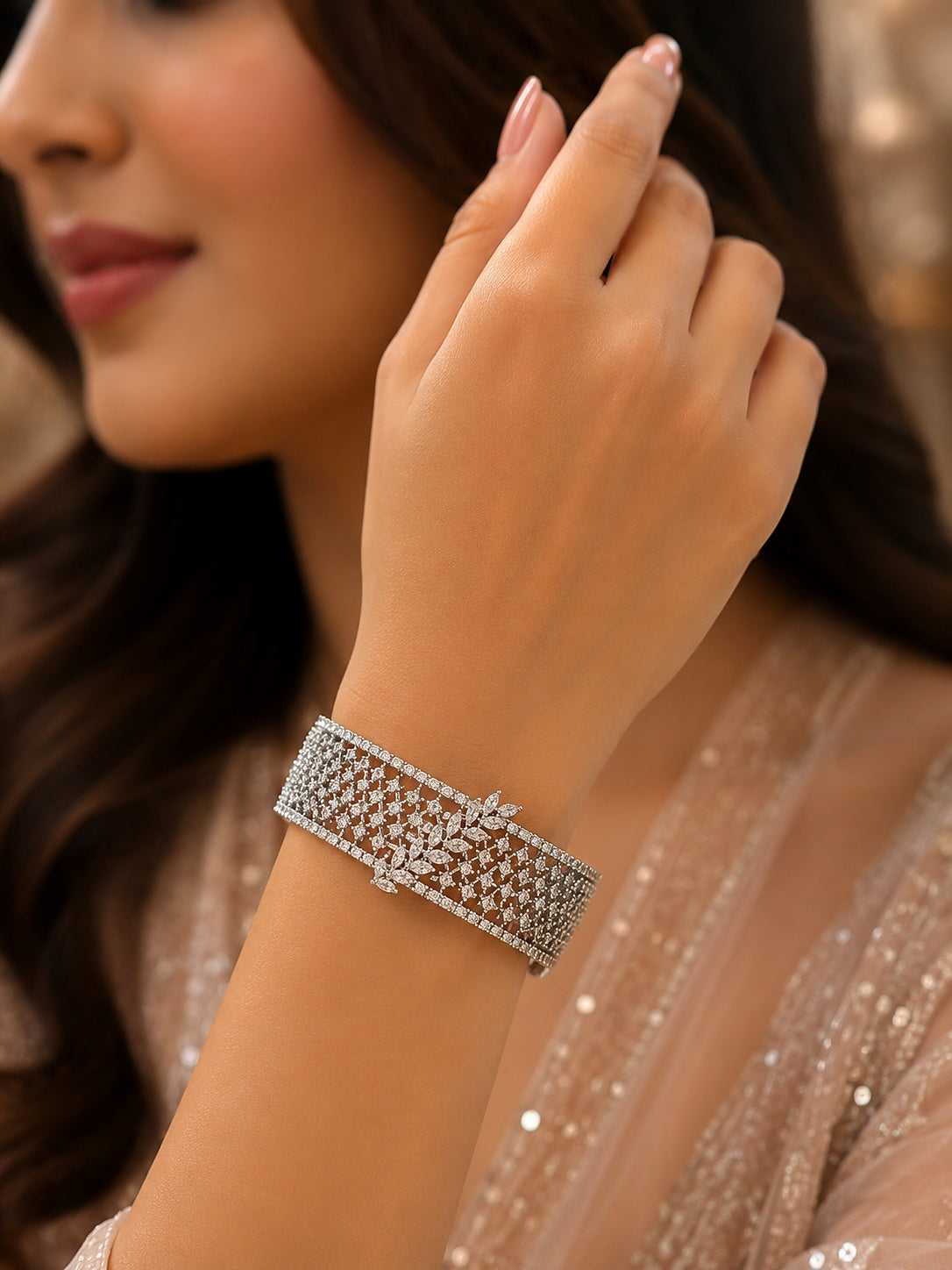 Crystal Leaf Bracelet - Zari and Zevar