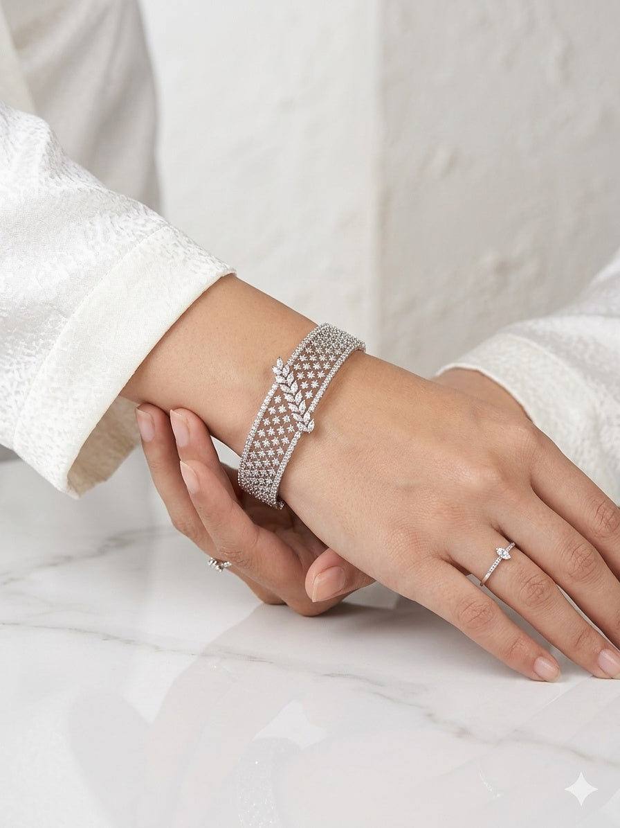 Crystal Leaf Bracelet - Zari and Zevar