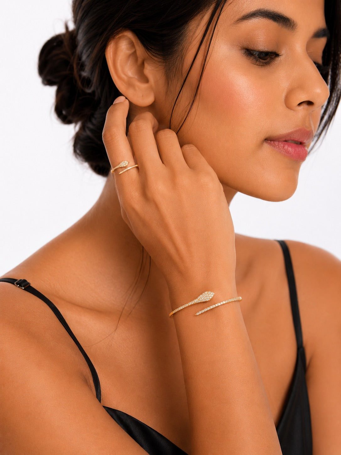 Crystal Serpent Bracelet & Ring - Zari and Zevar