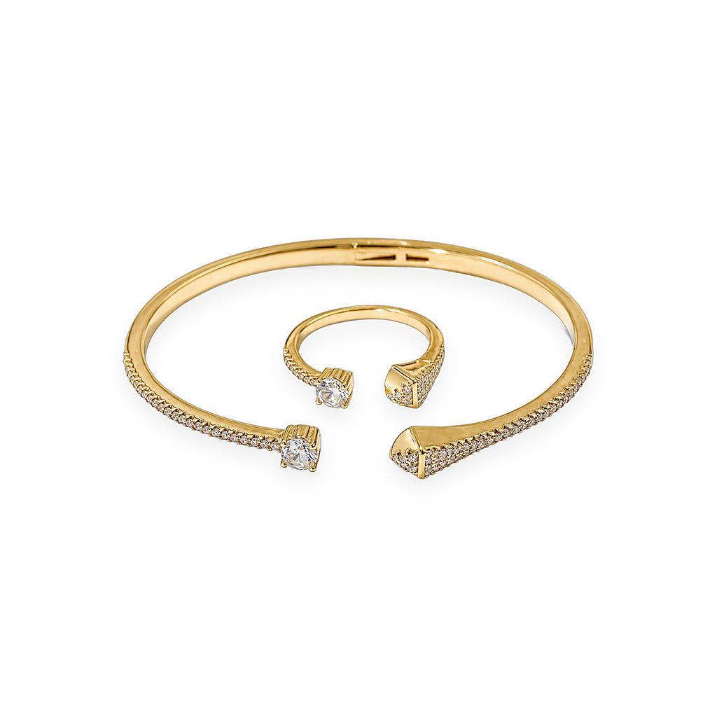 Crystal Serpent With Stone Bracelet & Ring - Zari and Zevar