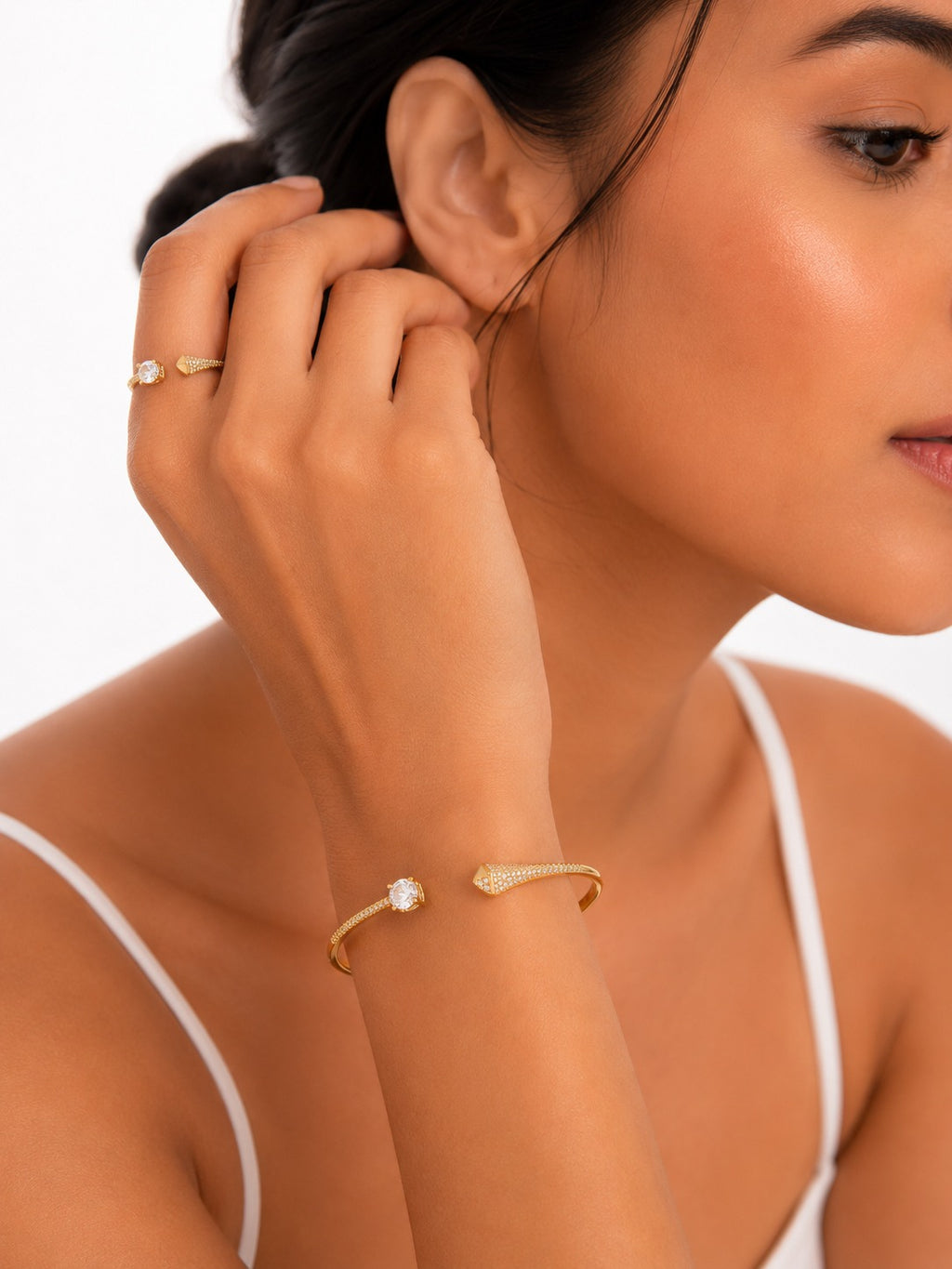 Crystal Serpent With Stone Bracelet & Ring - Zari and Zevar