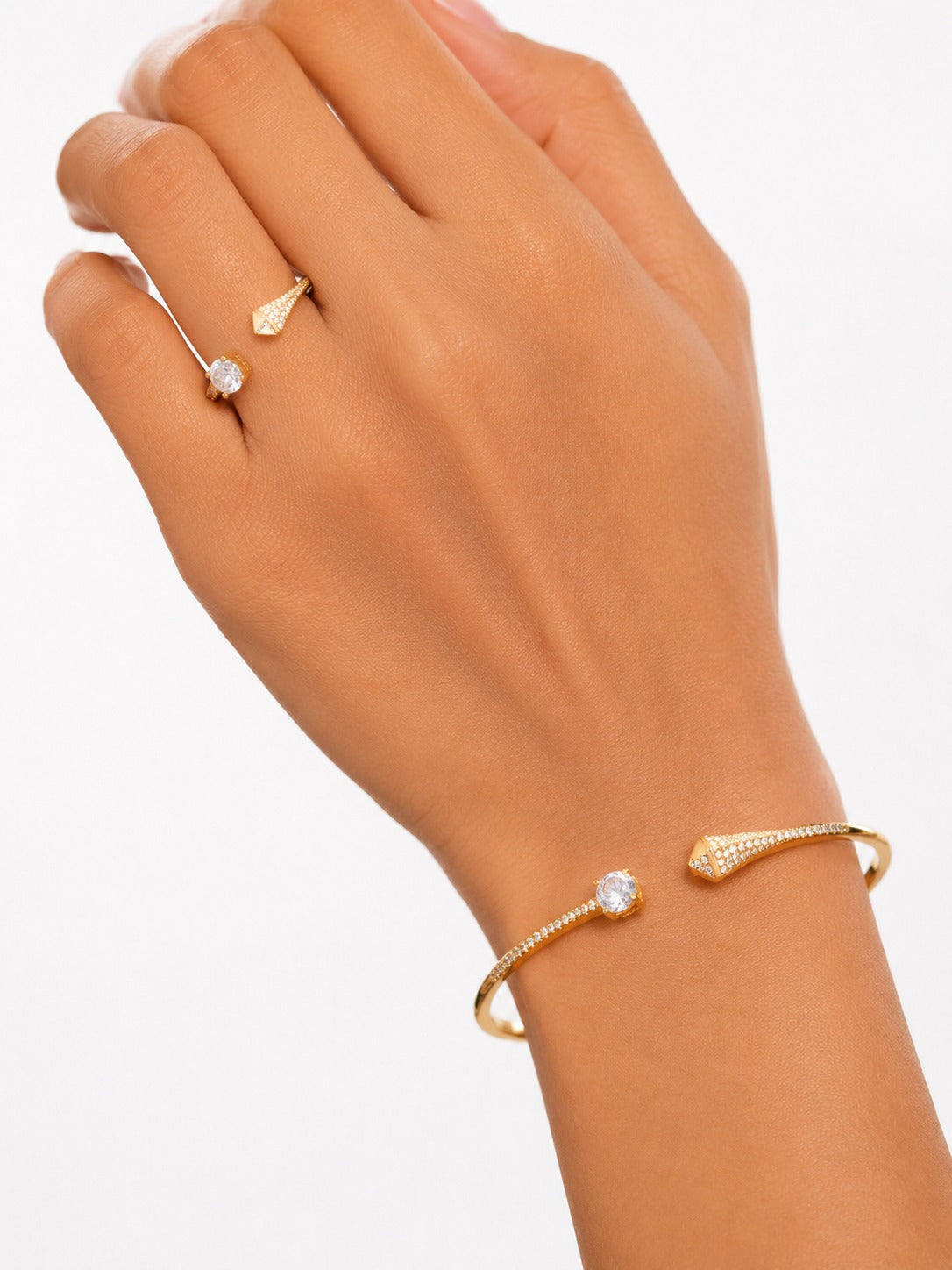 Crystal Serpent With Stone Bracelet & Ring - Zari and Zevar