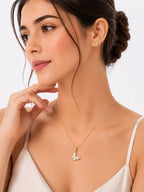 Crystal Stone Butterfly Pendant Set - Zari and Zevar