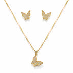 Crystal Stone Butterfly Pendant Set - Zari and Zevar