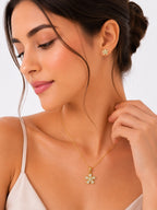 Crystal Stone Floral Pendant Set - Zari and Zevar