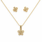 Crystal Stone Floral Pendant Set - Zari and Zevar
