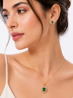 Crystal Stone Green Pendant Set - Zari and Zevar