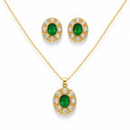 Crystal Stone Green Pendant Set - Zari and Zevar