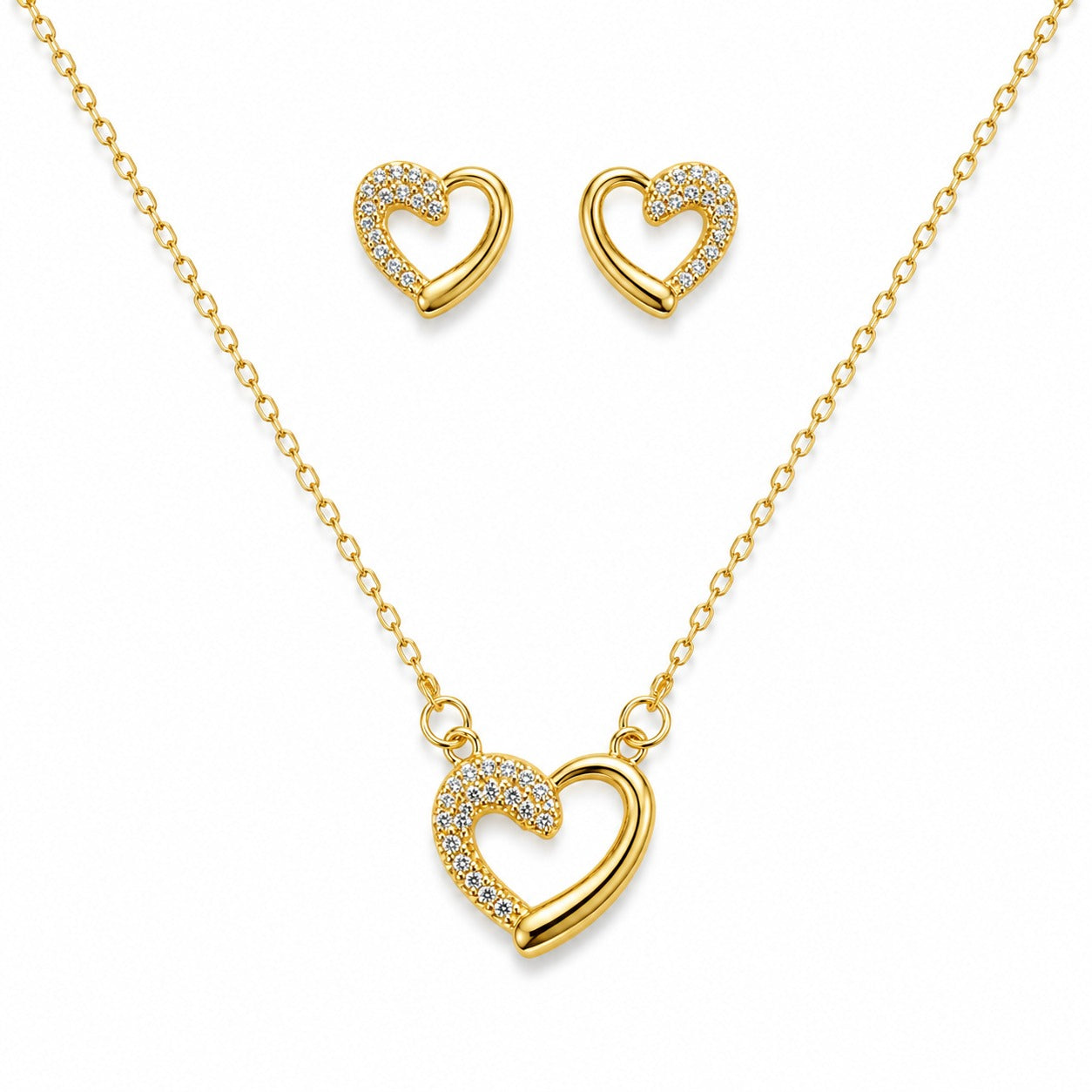 Crystal Stone Heart Pendant Set - Zari and Zevar