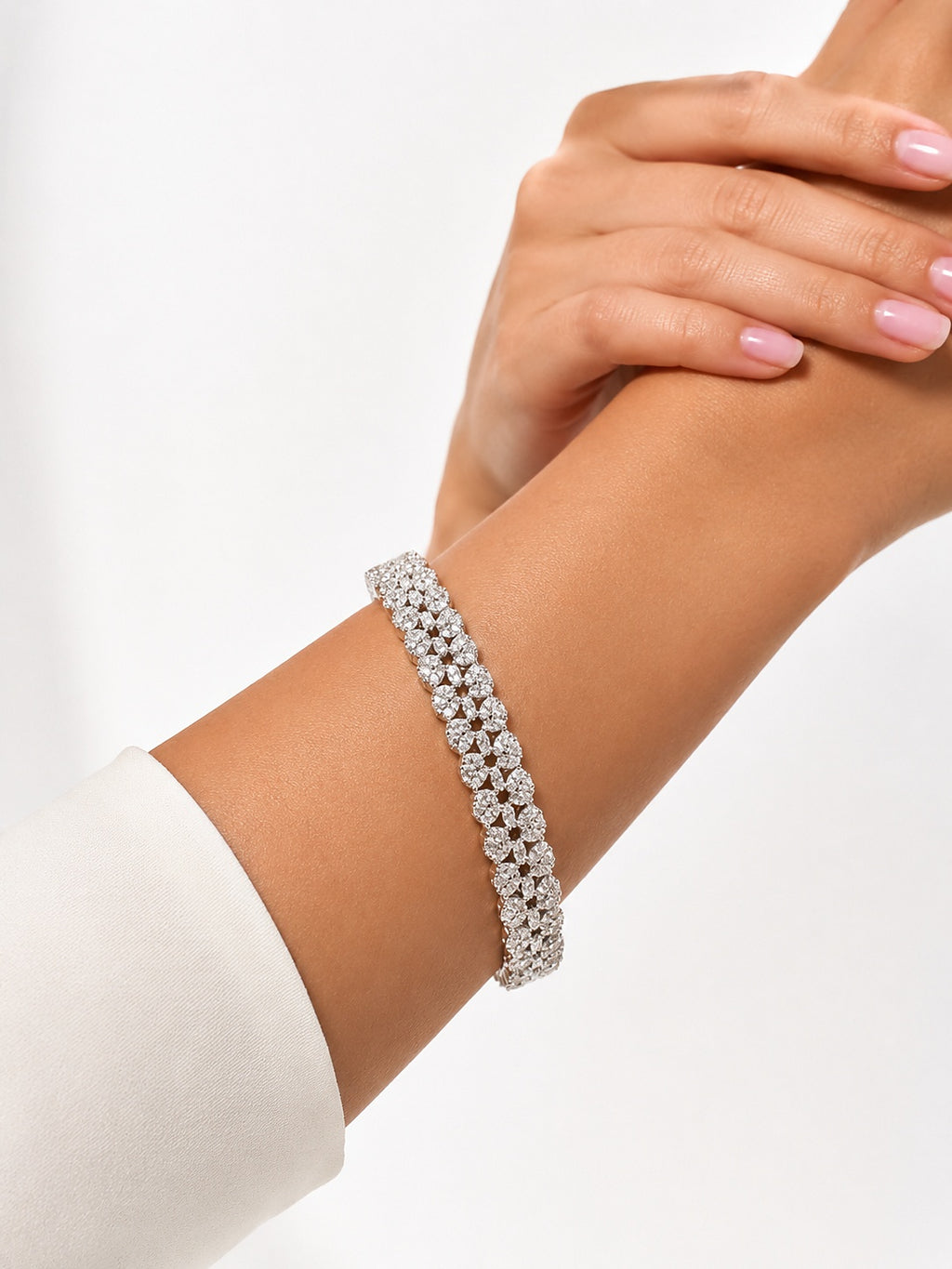 Diamond Silver Bracelet - Zari and Zevar