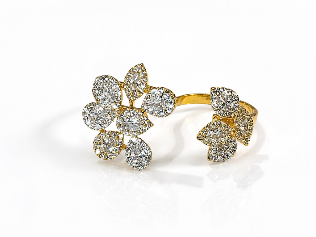 Diamond Twin-Flora Ring - Zari and Zevar