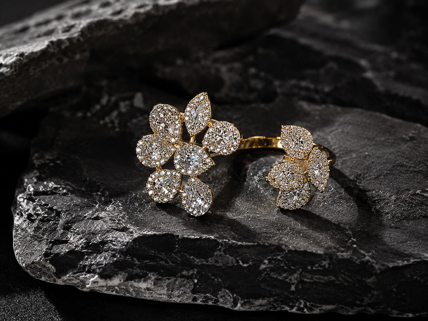 Diamond Twin-Flora Ring - Zari and Zevar