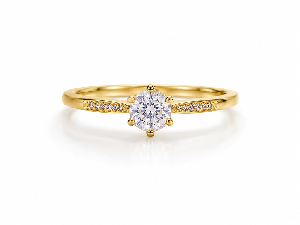 Elegant Tapared Solitaire Gold Ring - Zari and Zevar