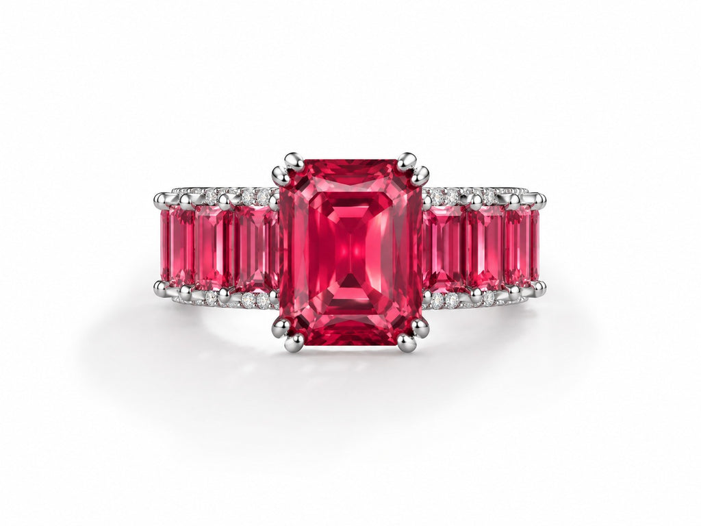 Emerald-Cut Pink Sapphire Eternity Ring - Zari and Zevar