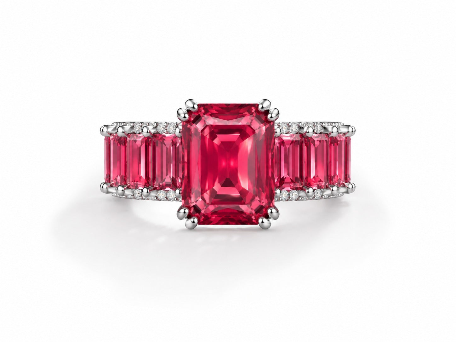 Emerald-Cut Pink Sapphire Eternity Ring - Zari and Zevar