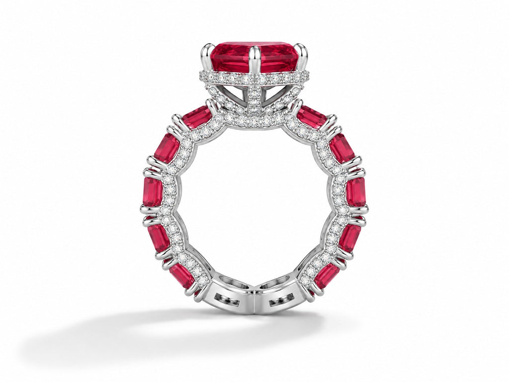 Emerald-Cut Pink Sapphire Eternity Ring - Zari and Zevar