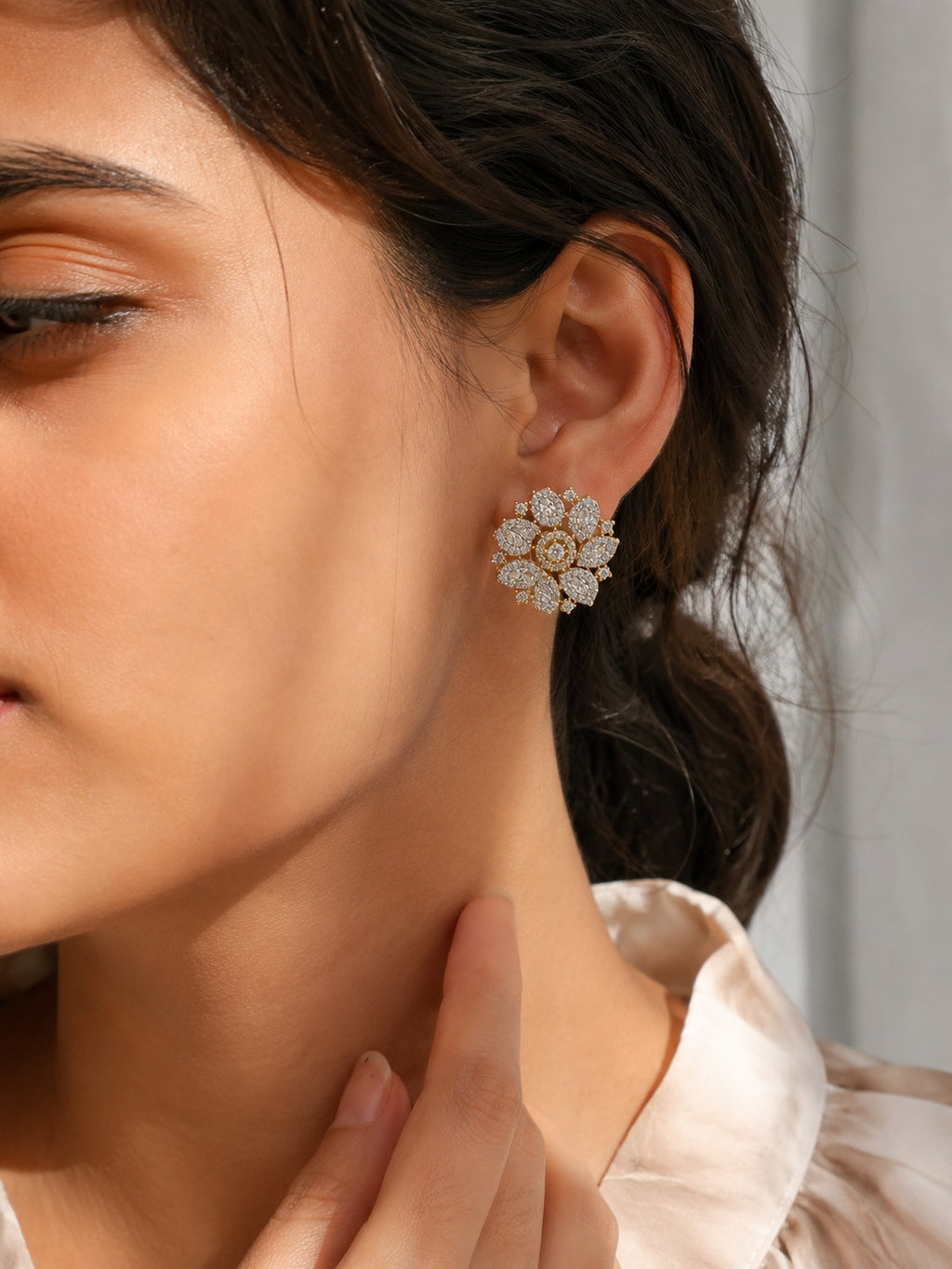 Fiona Swirl Blossom Earrings - Zari and Zevar