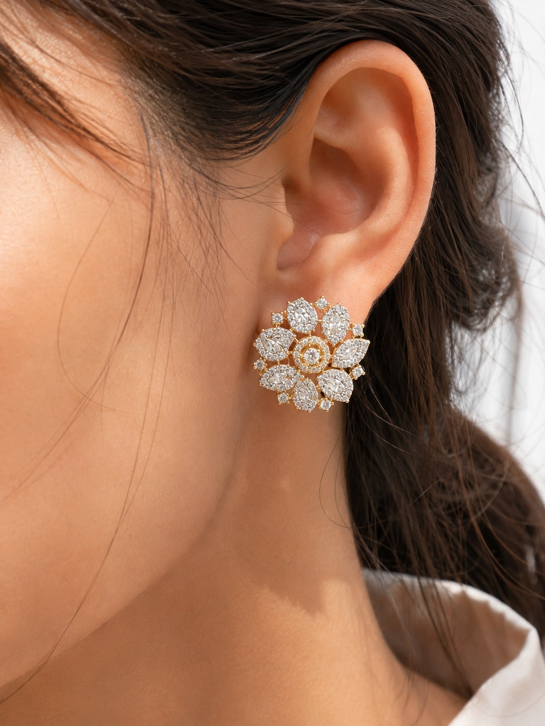 Fiona Swirl Blossom Earrings - Zari and Zevar