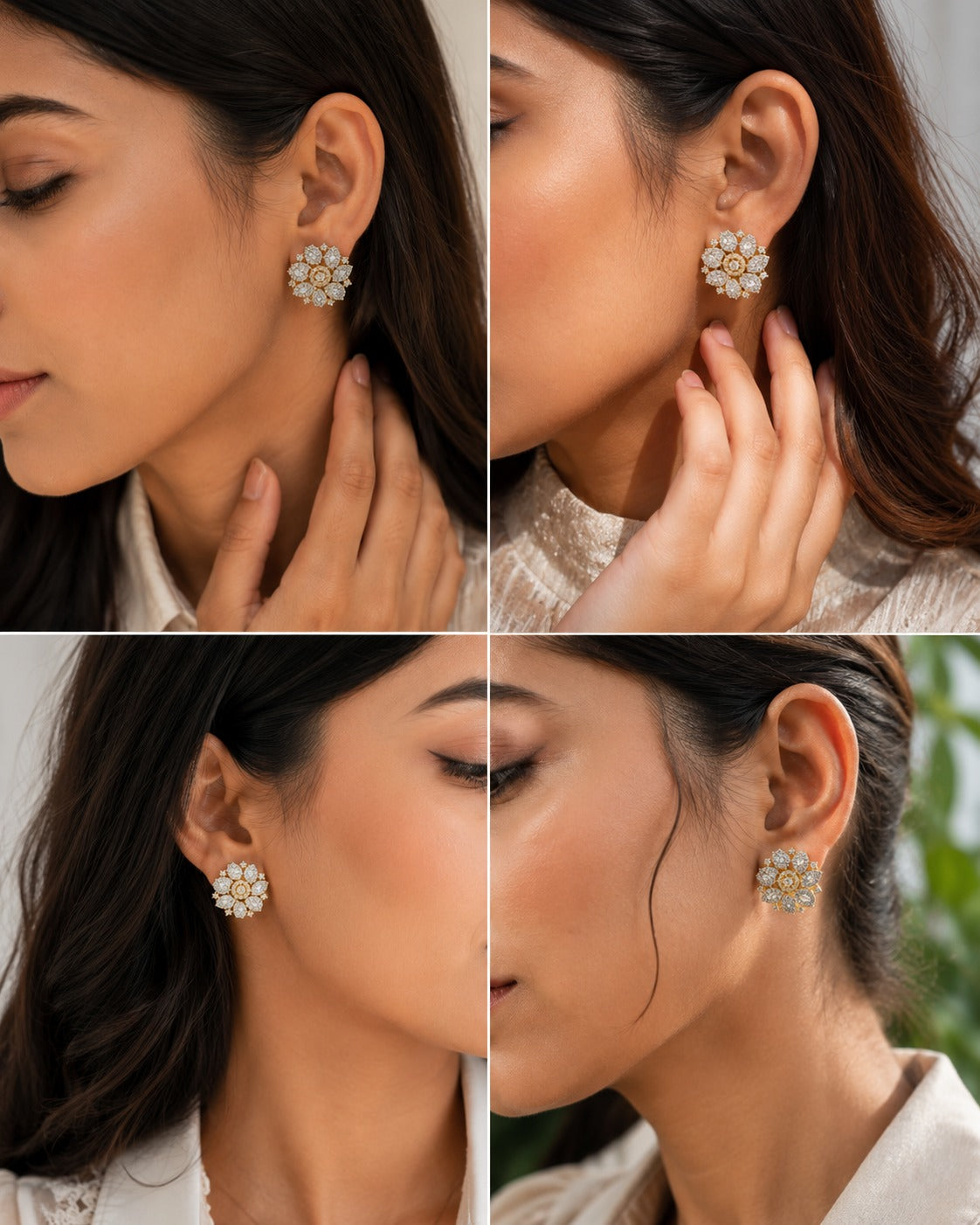 Fiona Swirl Blossom Earrings - Zari and Zevar