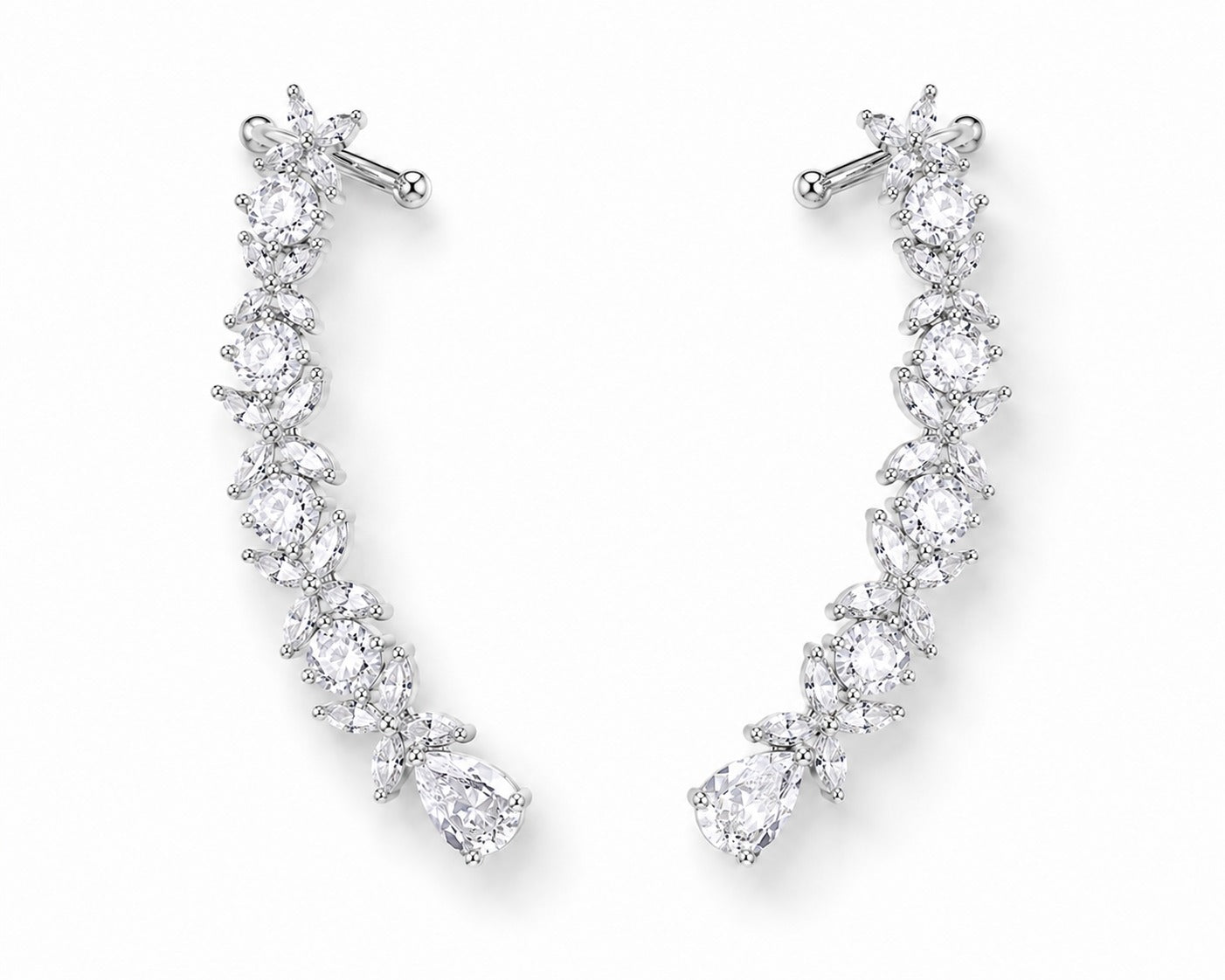 Flora Cascade Silver Earcuff - Zari and Zevar