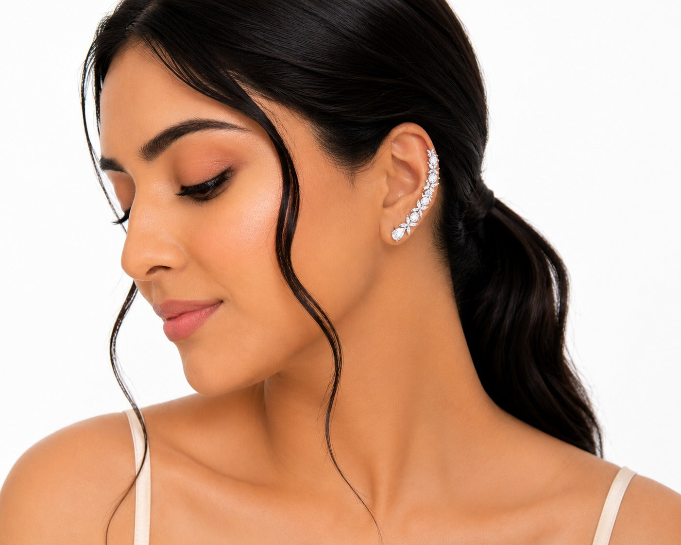 Flora Cascade Silver Earcuff - Zari and Zevar