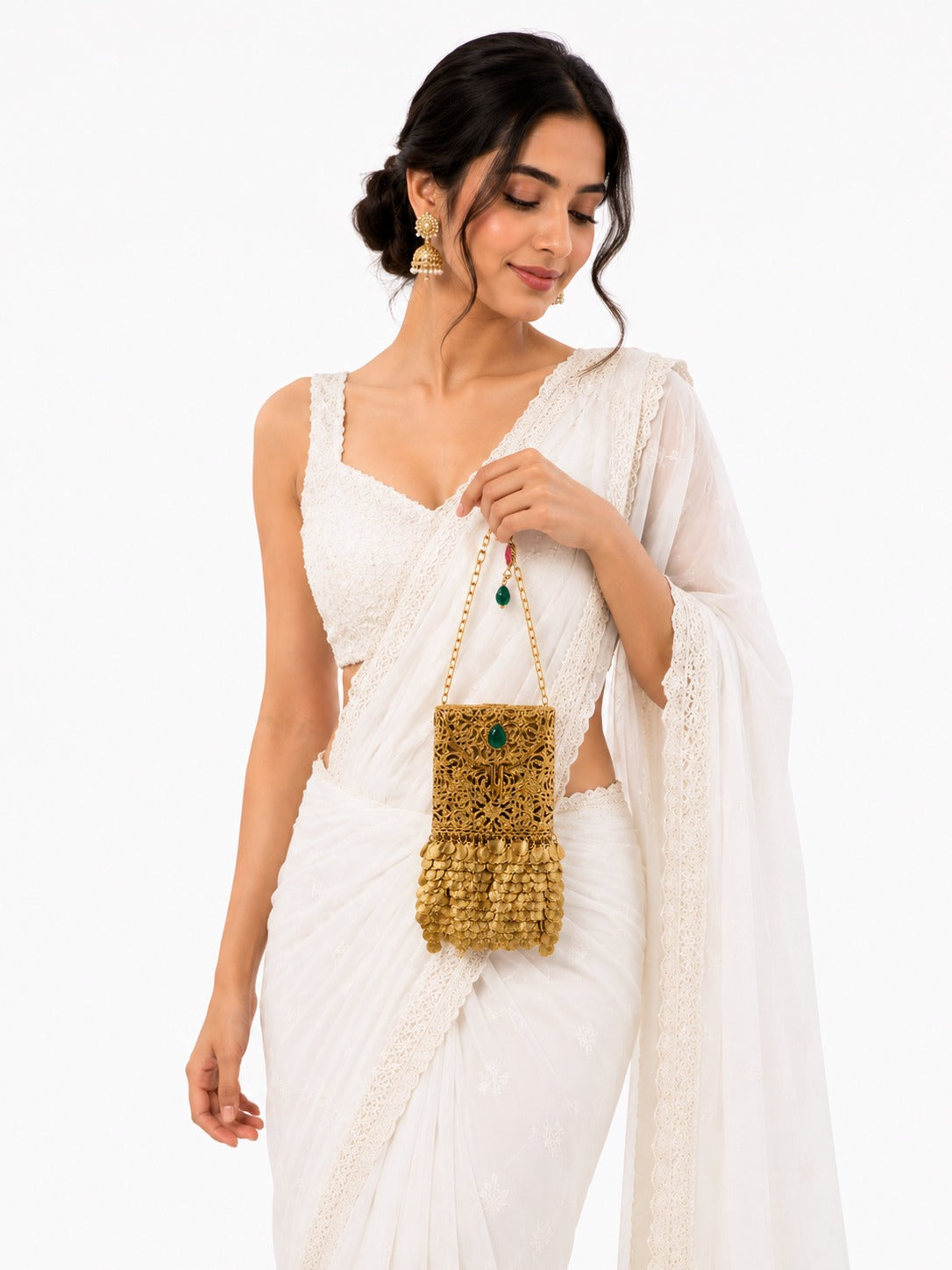 Gilded Emerald Handheld Mobile Sling - Zari and Zevar