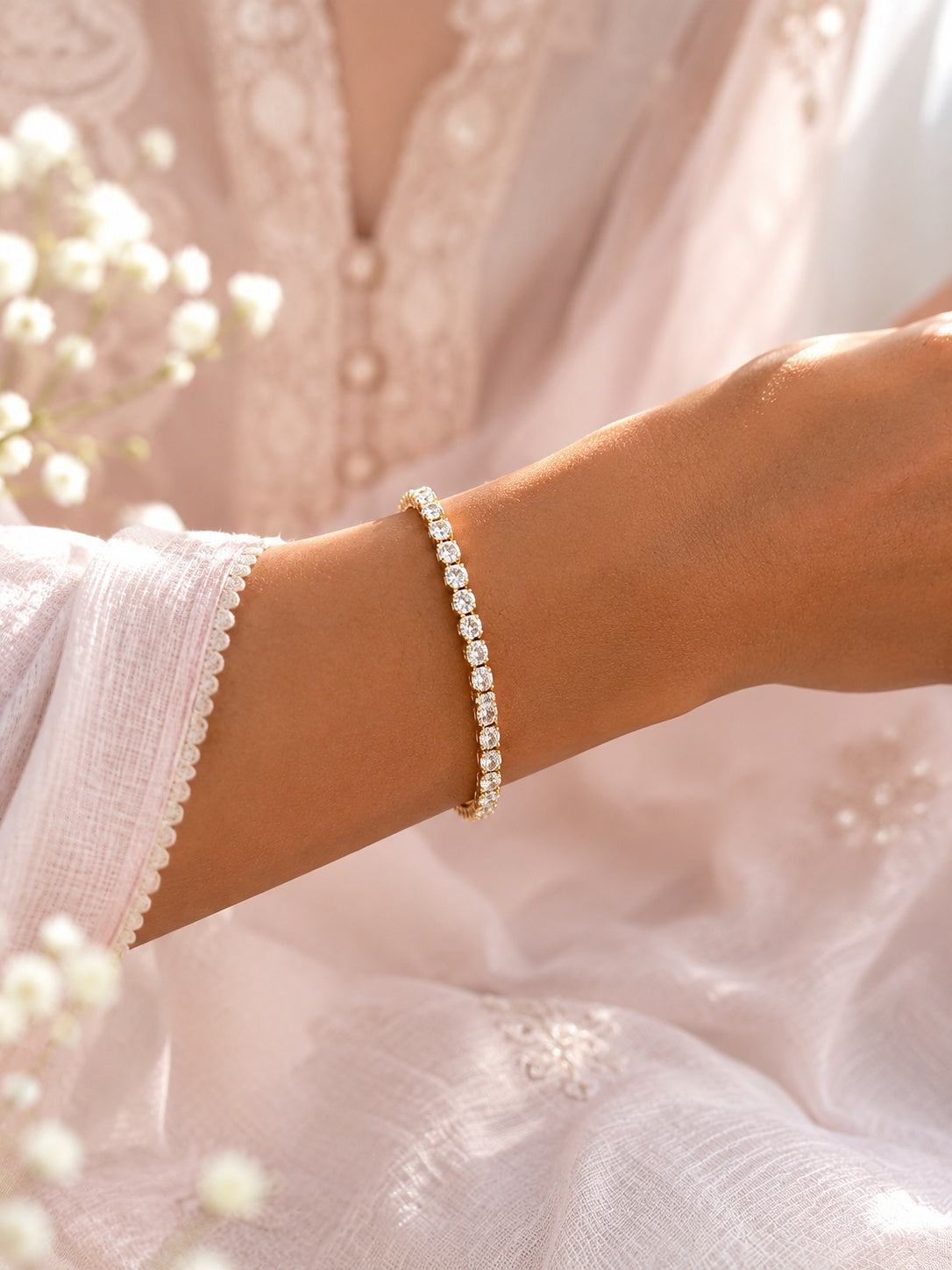 Golden Classic Tennis Bracelet - Zari and Zevar