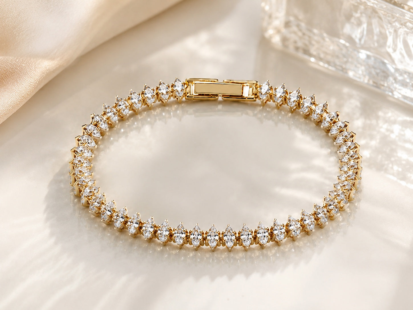 Golden Marquise Tennis Bracelet - Zari and Zevar