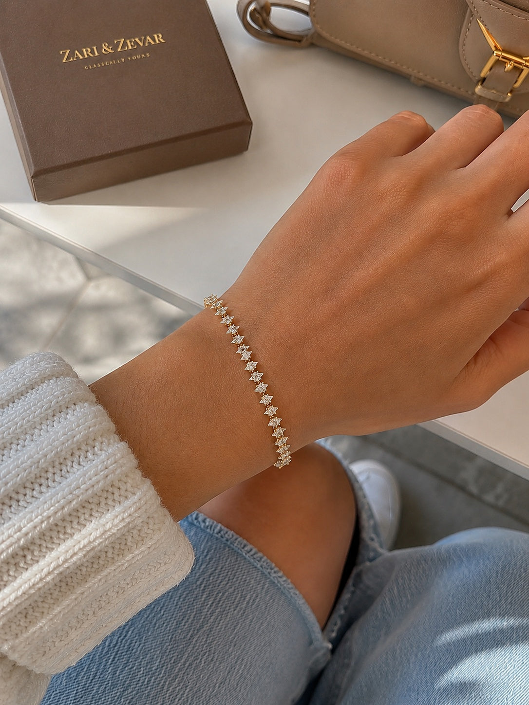 Golden Marquise Tennis Bracelet - Zari and Zevar