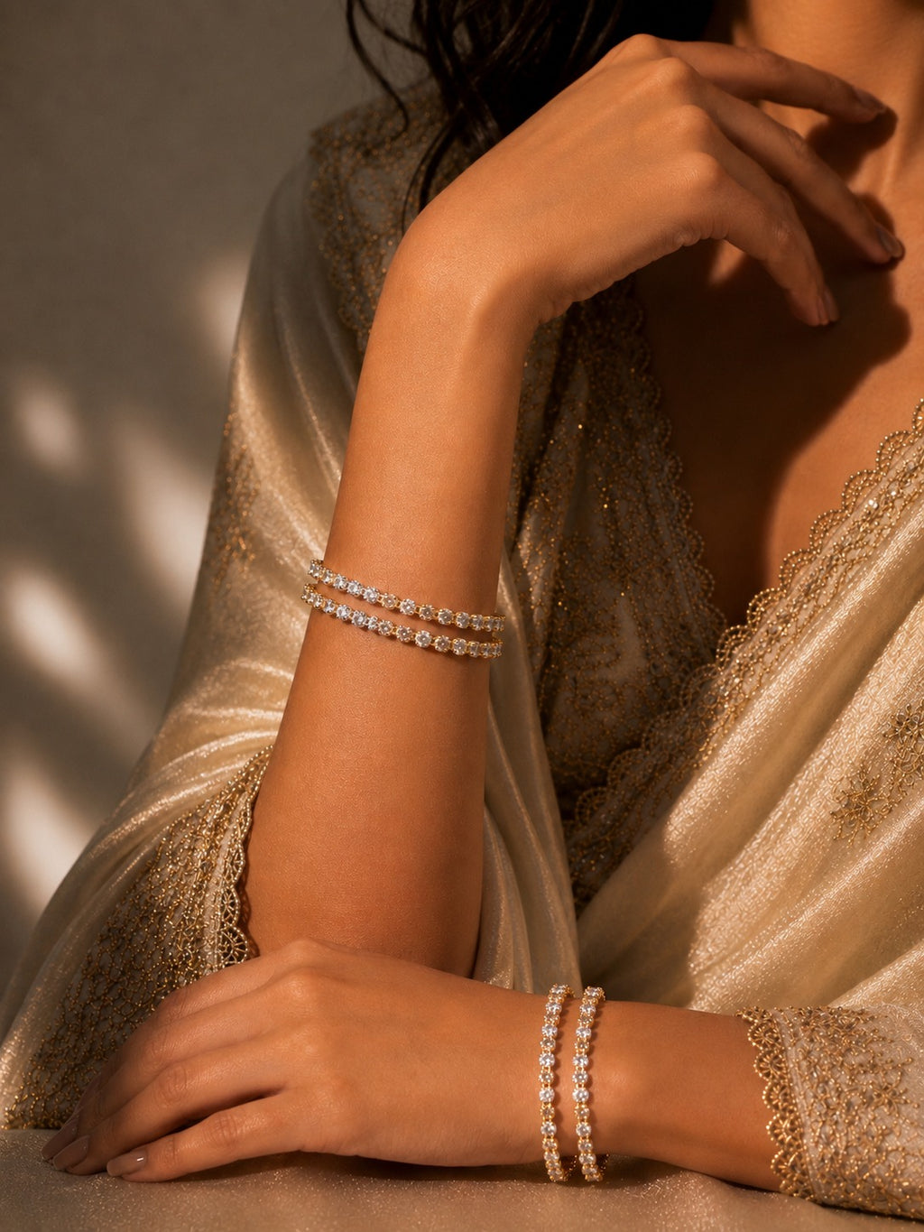 Golden Silver Bangles - Zari and Zevar