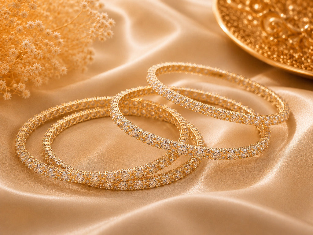 Golden Silver Bangles - Zari and Zevar