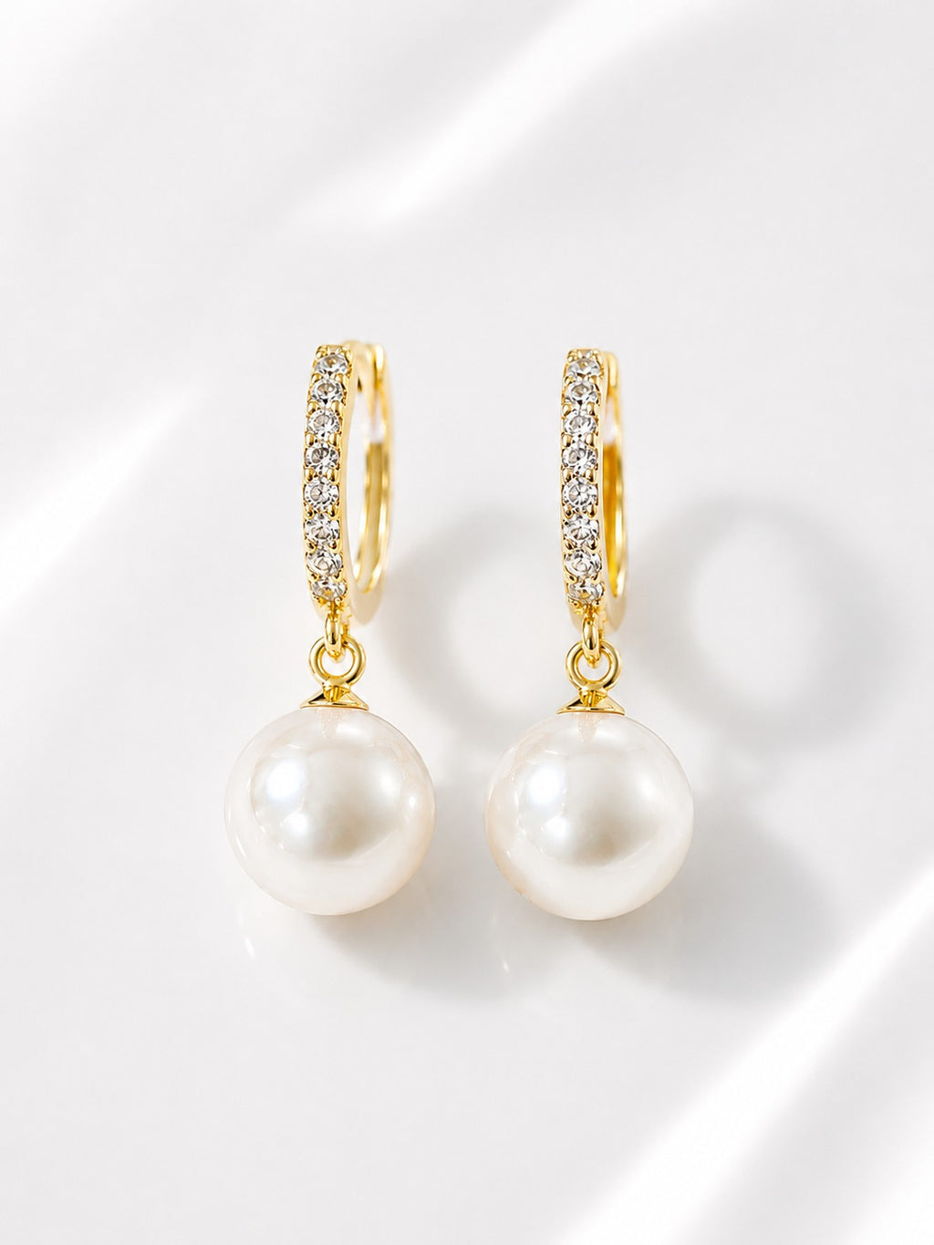 Graceful Pearl Drop Hoops - Zari and Zevar