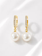 Graceful Pearl Drop Hoops - Zari and Zevar