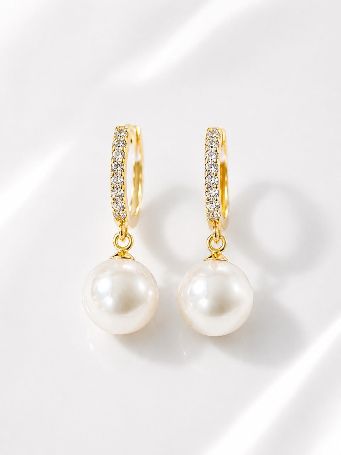 Graceful Pearl Drop Hoops - Zari and Zevar