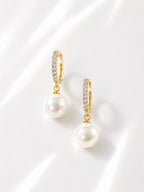Graceful Pearl Drop Hoops - Zari and Zevar