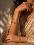 Green Emerald Stones Bangles - Zari and Zevar