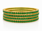 Green Emerald Stones Bangles - Zari and Zevar