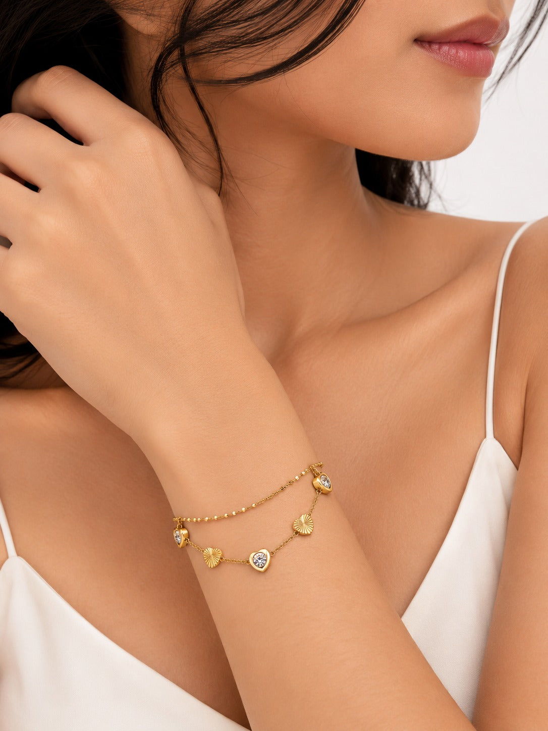 Heart Charm Stone Bracelet - Zari and Zevar